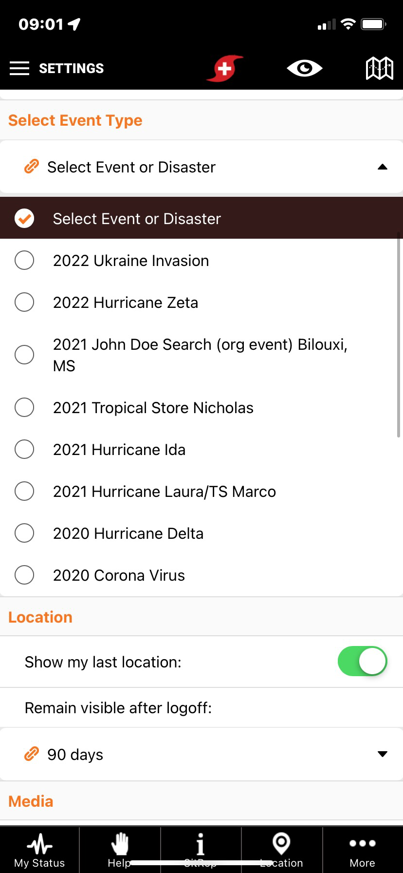 PubSafe Disaster Event List